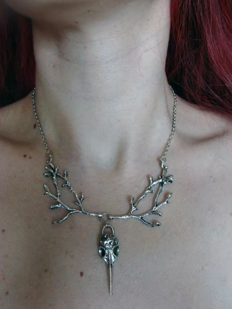 Wiccan Crow Raven Skull Necklace Fantasy Forest Branches Gothic Magic Pagan Jewelry - AliExpress 36 Soft Solder, Raven Skull Necklace, Raven Jewelry, Raven Necklace, Raven Skull, Crows Ravens, Pagan Jewelry, Fantasy Forest, Bird Skull