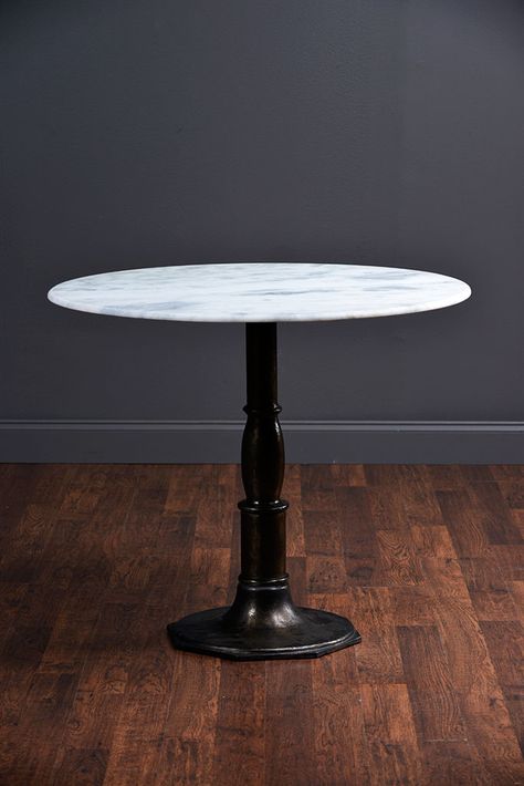 Brenda Round Bistro Table with Cast Iron Base and White Marble Top No Additional Finish or Marble Options Antique White Furniture, Round Bistro Table, Round Marble Table, Marble Tables Design, Small Bedroom Furniture, Pub Design, Bar Tables, Trendy Bar, Bar Table Sets