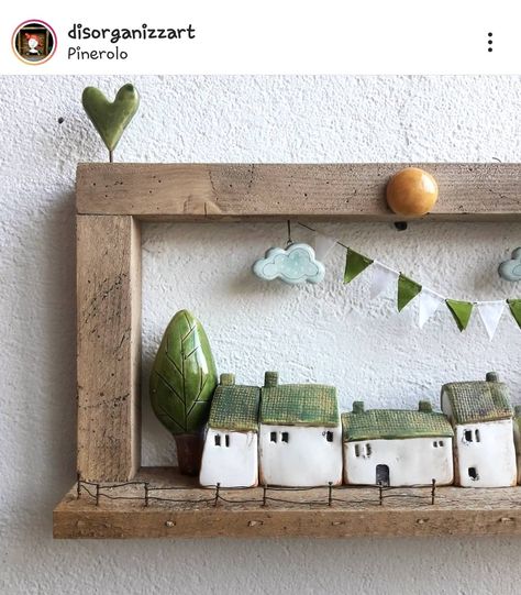 Pottery Houses, Decorating Ideas For The Home, Clay Houses, Driftwood Crafts, Summer Decorating Ideas, Small Houses, Ceramic Houses, Ceramics Ideas Pottery, Summer Home Decor