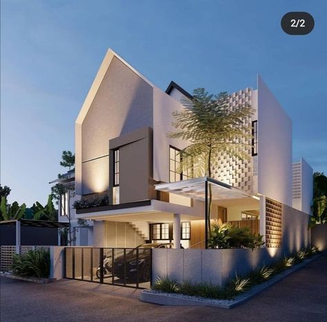 Scandinavian Facade Design, Scandinavian Facade House, Skandinavian Houses Design, Slanted Roof House, Fasade House, Scandinavian Facade, Scandinavian House Exterior, Scandinavian House Design, Villa Concept