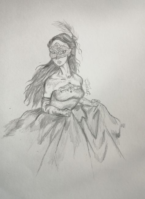 Ball Gown Drawing, Masquerade Drawing, Dress Masquerade, Masquerade Dress, Masquerade Ball Gown, Gown Drawing, Ball Drawing, Lady Dress, Girl Portrait