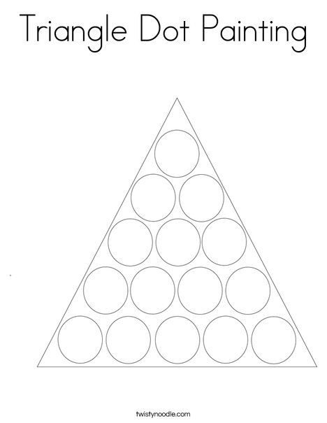 Triangle Dot Painting Coloring Page - Twisty Noodle Family Crafts Preschool, Triangles Activities, Shapes Lessons, Prek Crafts, Shape Activities Preschool, Shape Coloring Pages, Triangle Worksheet, Twisty Noodle, Dot Worksheets