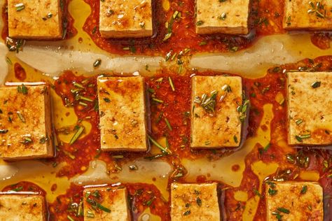 Crispy Italian Baked Tofu - Emma Frisch Vegetarian Italian Recipes, Beef Tongue, Vegetarian Italian, Marinated Tofu, Extra Firm Tofu, Baked Tofu, Bean Curd, Us Foods, Dish Cloths