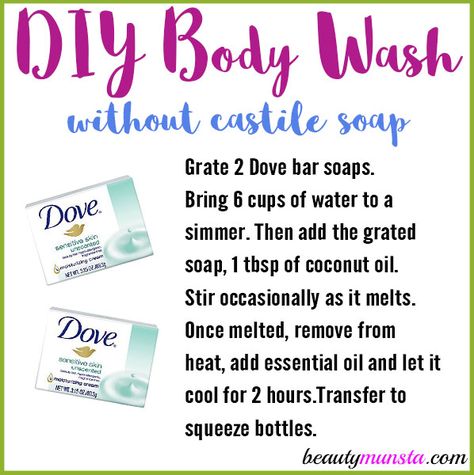 Homemade Body Wash without Castile Soap - beautymunsta - free natural beauty hacks & more! How To Make Body Wash From Bar Soap, Natural Beauty Hacks, Diy Toiletries, Body Wash Recipe, Diy Body Wash, Homemade Body Wash, Diy Mom, Soap Making Recipes, Homemade Cosmetics