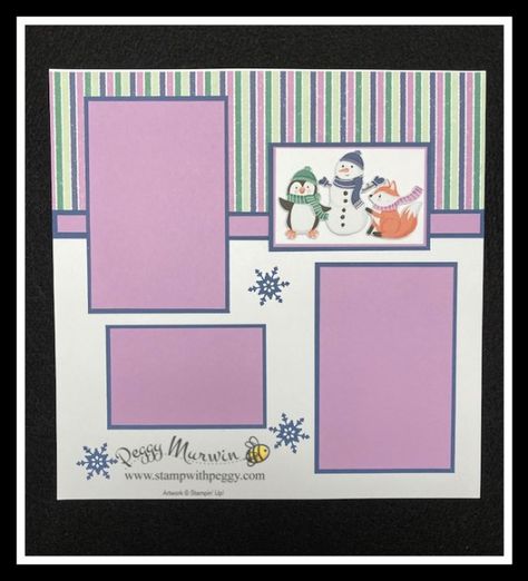 January Scrapbook Page Ideas, Winter Scrapbook Ideas, Stampin Up Scrapbook Pages, January Scrapbook, February Scrapbook, Penguin Christmas Cards, Crop Ideas, Winter Scrapbook Layouts, Scrapbook Club