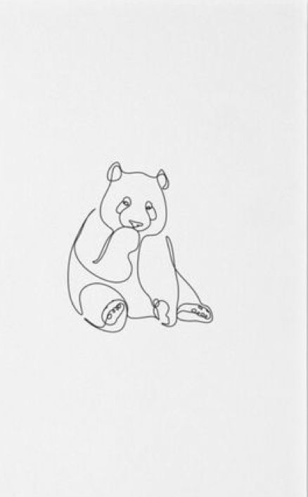 Animal Drawings Line Art, Panda Line Art Tattoo, Minimalistic Panda Tattoo, Simple Line Art Animals, Bear Tattoo Line Art, Panda Line Drawing, Line Art Animal Tattoo, One Line Panda Tattoo, Minimalistic Animal Tattoo