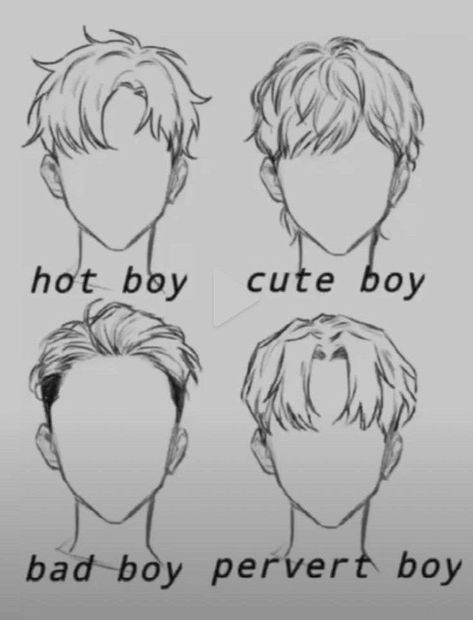 Hair References Drawing, Boy Hair Drawing, Drawing Male Hair, Anime Hairstyles Male, Boy Sketch, Manga Hair, Face Template, Drawing Ideas List, Anime Boy Hair