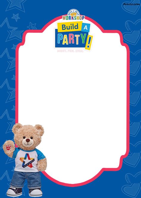 Custom Build A Bear, Bear Birthday Invitations, Build A Bear Birthday, Invitation For Birthday Party, Build A Bear Party, Spa Birthday Party Invitations, Christmas Vacation Party, Bbq Baby Shower Invitations, Birth Certificate Template