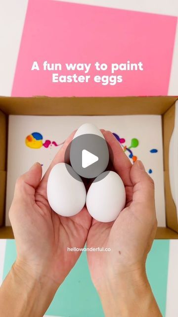 Agnes Hsu on Instagram: "Fun and easy Easter Egg Painting! 🥚🌈 F o l l o w @hellowonderful_co for more fun ideas. 

This Easter craft is perfect for little ones  Mess-free, low prep and great for hand eye coordination! 🙌🏻 those are craft eggs by the way! We found the best ones that let the paint stick! Full tutorial on my site hellowonderful.co search “egg painting” 🥚🌈
#hellowonderfuldiy

.

.

.

#kidscraft #kidcrafts #kidcraft #kidsart #kidsartideas #recycleandplay #recycledart #recycleandplay #eastercrafts #eastercraftsforkids #easterart #easteregg  #eggdecorating #eastereggs #easteregg  #preschoolart" Egg Art Ideas, Noodle Bake, Grandma Camp, Tik Tak, Easter Egg Painting, Activities Preschool, Kid Art, Easter Craft, Easter Art