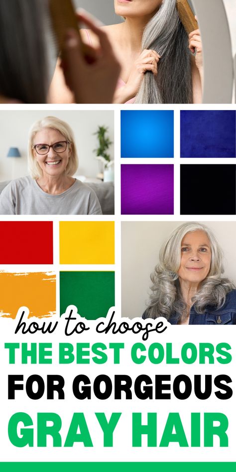 silver hair colors Bluish Gray Hair Color, Bleaching Gray Hair, Best Colors For Gray Hair, Colors To Wear With Gray Hair, Olive Skin Grey Hair, Adding Color To Gray Hair, Early Grey Hair, Pewter Hair Color, Grey Hair Under 40