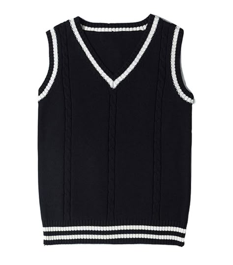 Uniform Sweater, V Neck Sweater Vest, Sweater Vest Black, Houndstooth Sweater, Cable Knit Vest, Trendy Sweater, Sleeveless Sweater Vest, Sweater Preppy, Trendy Sweaters