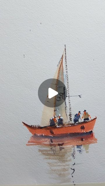 Cute Simple Watercolor Paintings, Watercolor Boat Painting Easy, Simple Watercolor Flowers, Watercolor Boat, Learn Watercolor Painting, Learn Watercolor, Watercolor Tips, Boat Art, Watercolor Paintings Easy