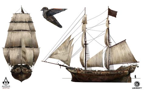 Pirate Ship Art, Pirate Ship Model, Kids Boat, Side View Drawing, Assassins Creed Black Flag, Pirate Boats, Navi A Vela, Old Sailing Ships, Jackdaw