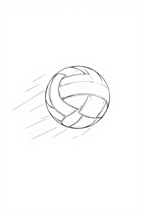 Check Out This Line Drawing Of A Volleyball In Motion & 12+ Other Volleyball Drawing Ideas! #drawing #drawinginspiration Simple Volleyball Drawing, Volleyball Drawing Ideas, Volleyball Drawing Easy, Sport Drawing, Volleyball Illustration, Volleyball Drawing, Basketball Drawings, Spider Drawing, Sports Drawings