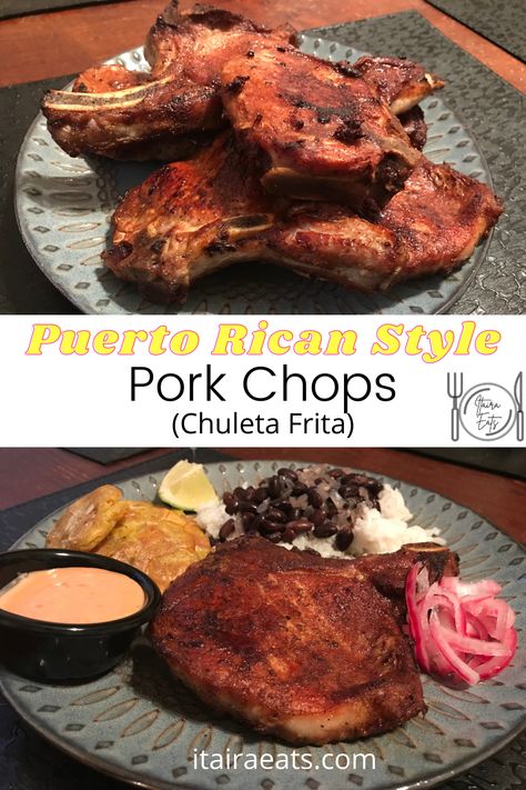 Dominican Fried Pork Chops, Puerto Rican Pork Chops Baked, Chuletas Fritas Recipe Puerto Rico, Chuleta Recipe, Pork Chops Puerto Rican Style, Puerto Rican Pork Chop Recipes, Puerto Rican Fried Pork Chops, Spanish Pork Chop Recipes, Spanish Style Pork Chops