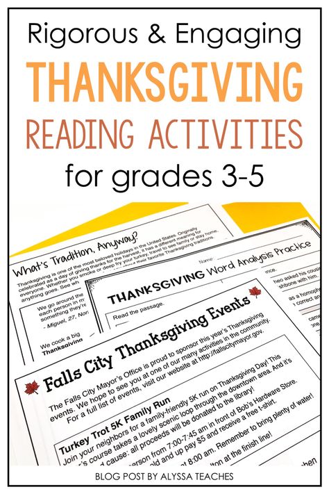 Thanksgiving Activities 5th Grade, 4th Grade Thanksgiving Activities, 3rd Grade Thanksgiving Activities, Thanksgiving Ela Activities, Thanksgiving Reading Activities, Thanksgiving Ela, Thanksgiving Literacy Activities, Thanksgiving Reading Comprehension, Homeschool Thanksgiving