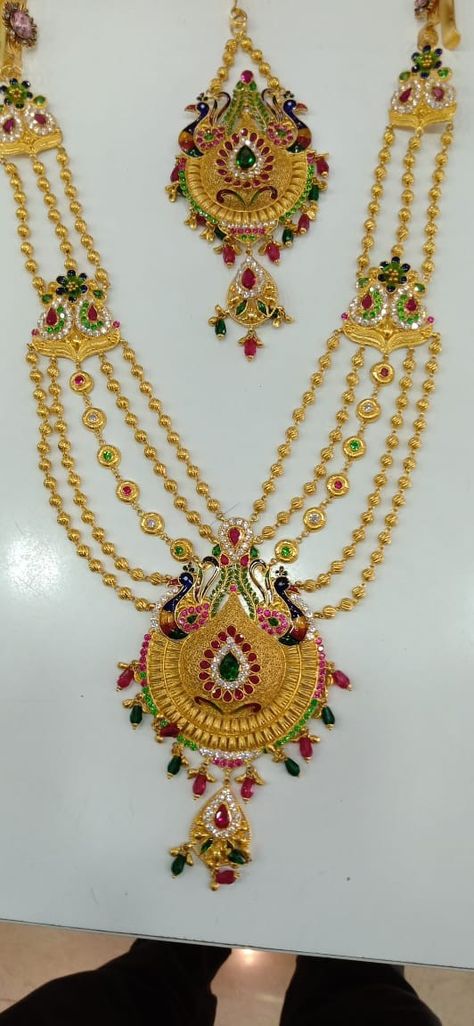 Kandora Dizain Gold, Gold Kandora Designs, Darbari Jewellery Gold, Darbari Sarees, Ruby Haram, Jwellary Design, India Necklace, Gold Jewelry Prom, Rajputi Jewellery