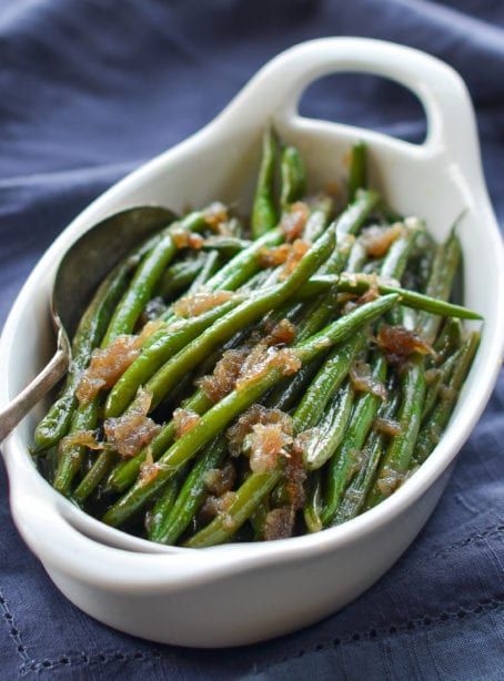 Moroccan-Style Brisket with Dried Fruit & Capers - Once Upon a Chef French Beans Recipe, Green Beans With Shallots, Beans With Bacon, French Beans, French Green Beans, Maryland Crab Cakes, Best Thanksgiving Side Dishes, Once Upon A Chef, Green Beans Recipe