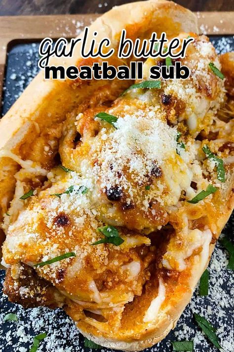 Meatball Sub Recipe Meatball Parmesan Sandwich, Meat Ball Sub Recipe, Meatball Subs Recipes, Bbq Meatball Subs, Hoagie Recipes, Baked Meatball Subs, Meatball Hero, Meatball Hoagie, Meatball Sandwich Recipes