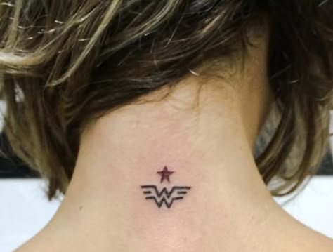 Simple Wonder Woman Tattoo, Wonder Woman Finger Tattoo, Small Wonder Woman Tattoo, Wonder Woman Tattoos, Ww Tattoo, Wonder Woman Tattoo, Anklet Tattoos, Woman Tattoo, Geek Tattoo