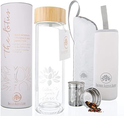 Tea Infuser Bottle, Glass Drinking Bottles, Lotus Tea, Trendy Water Bottles, Tea Tumbler, Infused Water Bottle, Fruit Infused Water, Double Wall Glass, Fruit Water