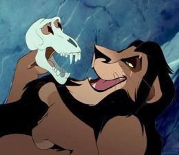 The Lion King was loosely based on Shakepeare's Hamlet. In the Lion King, Scar kills his brother Mufasa, who is the king of the lions. Mufasa visits Simba in the form of a ghost to ask his son to avenge him. This picture mimics the iconic photo of Hamlet holding a skull while in the graveyard. Scar Rey Leon, Scar Lion King, Lion King 1, Lion King Pictures, Lion King Movie, The Lion King 1994, Lion King Fan Art, Lion King 2, Il Re Leone