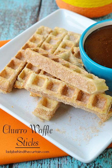 These Churro Waffle Sticks are actually made with a churro mix!  Light on the inside and crispy on the outside.  I also made a Mexican Chocolate Ganache. T Waffle Stick Pan Recipes, Waffle Sticks Recipe, Do You Like Waffles, Waffle Stick, Churro Waffles, Waffle Pan, Waffle Sticks, Easy To Make Snacks, Chef Ideas