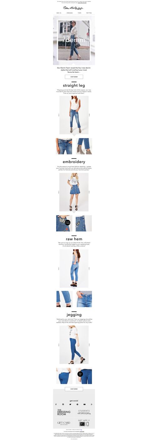 Denim Email Marketing, Story Types, Email Ideas, Email Design Inspiration, Email Template, Business Emails, Newsletter Design, Email Design, Content Ideas