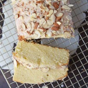 Almond Pound Cake Recipe - Savory Experiments Almond Desert, Almond Pound Cake Recipe, Almond Sweets, Almond Pound Cake, Cake Glaze, Pound Cake Glaze, Almond Desserts, Almond Pound Cakes, Dessert Parfait