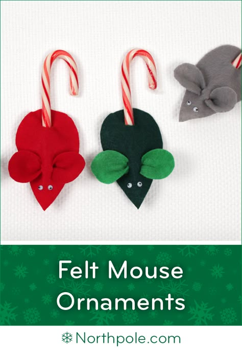 Mouse Ornaments, Christmas Candy Crafts, Craft Cottage, Making Ornaments, Mouse Crafts, Christmas Craft Fair, Diy Christmas Ornaments Easy, Felt Crafts Christmas, Christmas Crafts For Kids To Make