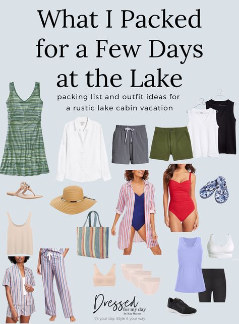 What To Wear To A Lake House, Lake House Outfits Summer Casual, Weekend At The Lake Outfit, Lake Trip Outfits Summer, River Trip Outfit, Cute Lake Outfits, Cute Lake Outfits Summer, Lake House Outfits Summer, River Outfits Summer