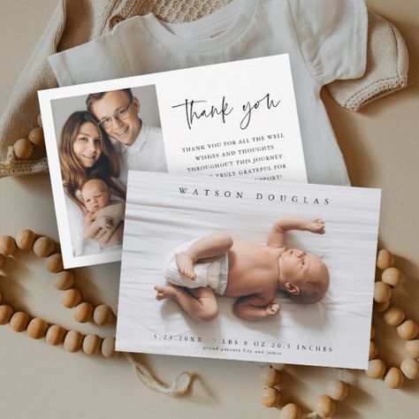 Simple Photo Newborn Baby Photo Birth Thank You Card Gender Neutral Invitations, Baby Thank You Cards, Baby Event, Birth Announcement Card, Newborn Baby Photos, Baby Birth Announcement, Simple Photo, Announcement Cards, Baby Birth