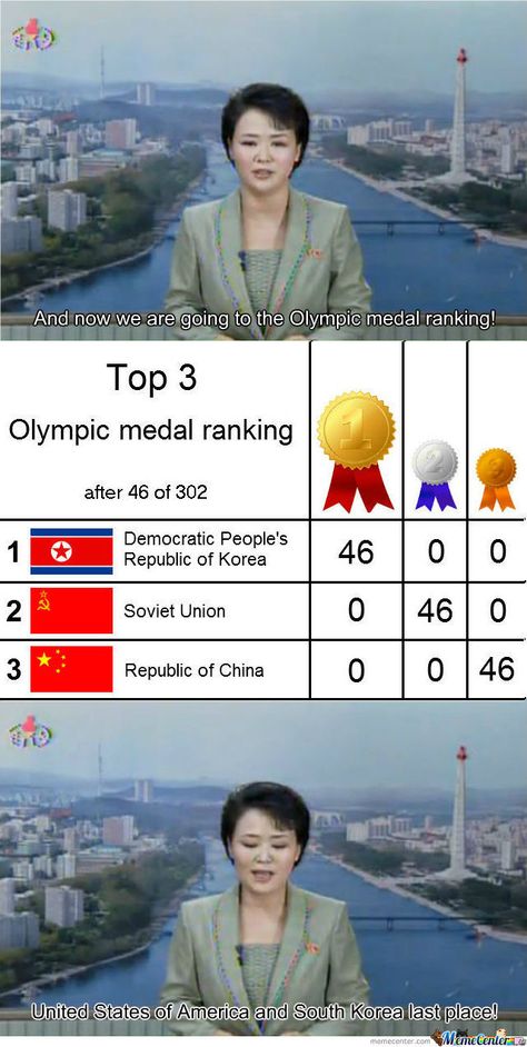 North Korea in the Olympics Unfunny Memes, Goofy Memes, Historical Humor, Funny Today, Funny Puns Jokes, Country Memes, Olympic Medals, Puns Jokes, History Humor