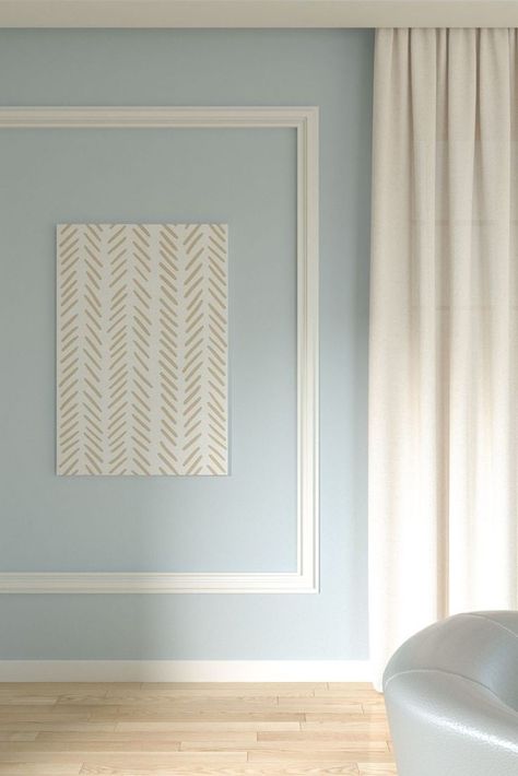 Light Blue Wall with Ivory Curtain for Living Room Curtains For Light Blue Walls, Blue Curtains Living Room, Blue And Cream Bedroom, Light Blue Rooms, Light Blue Houses, Blue Bedroom Paint, Light Blue Curtains, Boys Room Blue, Light Blue Bedroom