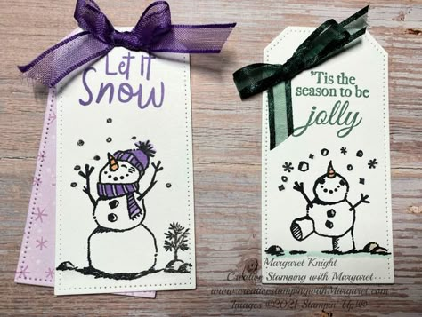 Christmas Gift Tags Stampin Up, Stampin Up Christmas Tags, Tailor Made Tags Dies, Homemade Christmas Gift Tags, Christmas Tag Ideas, Tags Stampin Up, Christmas Tags Handmade, Snowman Tags, Xmas Gift Tags