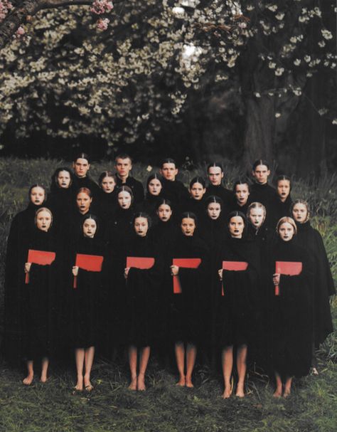 The Choir, photographed by Phil Poynter for Dazed and Confused, 1999 All clothes by Raf Simons Black Widow Red Room, Black Widow Aesthetic, Teen Witch, Natalia Romanova, Red Room, Dazed And Confused, Black Widow Marvel, Red Rooms, Magic School