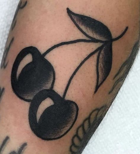 Black Cherry Tattoo, Small Traditional Tattoo, Traditional Heart Tattoos, Traditional Tattoo Stencils, Traditional Black Tattoo, Cupid Tattoo, Abstract Tattoo Ideas, Strawberry Tattoo, Traditional Tattoo Inspiration