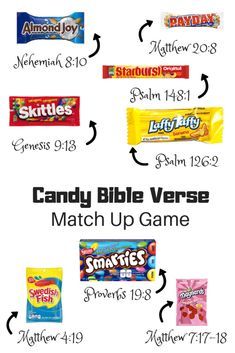 #halloween candy Bible verse match up game. This is great for #Christian kids before (or after!) Halloween. #biblegames #sundayschool Halloween Youth Group Activities, Halloween Church Ideas, Christian Games For Youth, Lego Bible Lessons, Christian Halloween Ideas, Church Games For Kids, Christian Games For Kids, Christian Halloween Treats, Bible Games For Youth