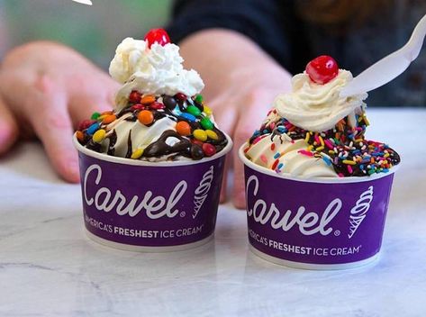 Carvel Ice Cream Low Carb - Keto Diet Guide | Sarah Scoop Chocolate Volcano, Carvel Ice Cream, Keto Restaurant, Cake In A Cone, Ice Cream Shops, Keto Diet Guide, Vanilla Fudge, Peanut Butter Sauce, Keto Diet Food List