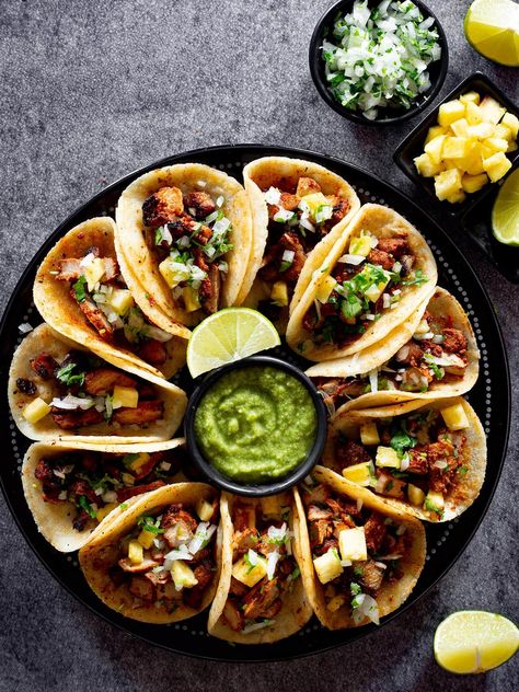 Tacos Al Pastor Tacos Ideas, Tacos Mexicanos, Tacos Al Pastor, 20th Birthday Party, Taco Bar, 20th Birthday, Mexican Recipes, Taco Tuesday, Mexican Food Recipes