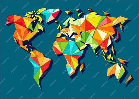 Premium Vector | World map geometric abstract art Geometric Abstract Art, Geometric Abstract, Premium Vector, World Map, Abstract Art, Map, Art