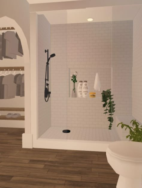 Very Small Bloxburg House, Aesthetic Bloxburg Bathroom Ideas, Bloxburg House Layouts 1 Story Small Cheap, Bloxburg Beach Mansion Layout, Bloxburg House Room Ideas Modern, Amazon Box Bloxburg, Blockburg Bathroom Idea, Cottage Core Bathroom Bloxburg, Bloxburg House Bathroom Ideas