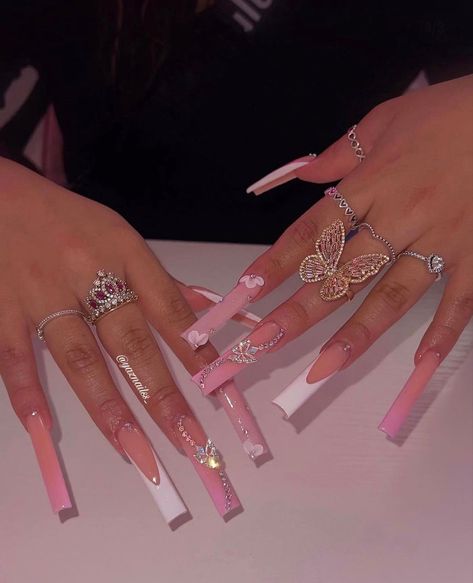 Girly Acrylic Nails, Long Acrylic Nails Coffin, Acrylic Nails Coffin Pink, Long Square Acrylic Nails, Unique Acrylic Nails, Bling Acrylic Nails, Acrylic Nails Coffin Short, Pink Acrylic Nails, Square Acrylic Nails