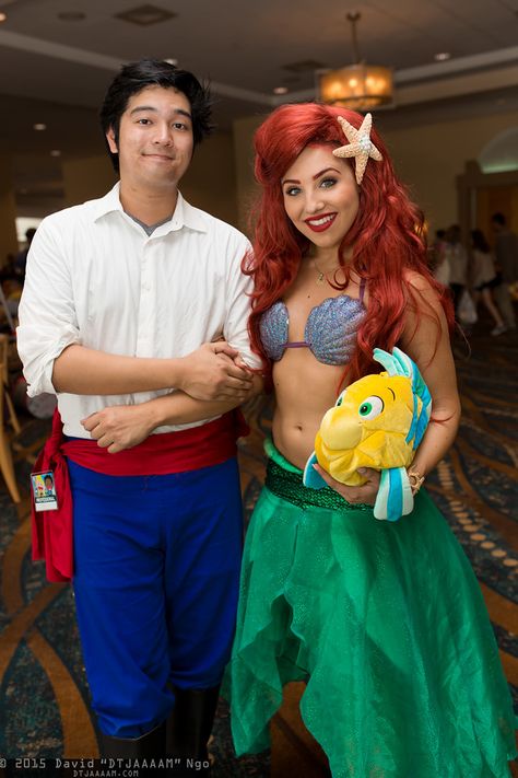 Prince Eric, Ariel, and Flounder Ariel And Eric Costume Couple, Ariel And Eric Costume, Arial And Prince Eric Costume, Ariel And Prince Eric Costume, Ariel Fancy Dress, King Titan Costume Little Mermaid, Ariel Prince Eric Costume, Girlfriend Costumes, Eric Costume