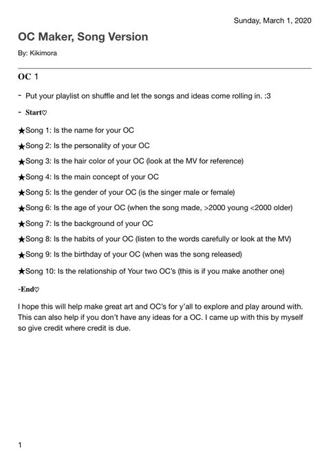 Playlist For Character, Making A Playlist For Your Oc, Music Oc Prompt, Oc Drawing Prompt List, How To Make A Playlist For Your Oc, Oc Favorite Things, Music Art Challenge, Oc Writing Challenge, Music Character Design Challenge