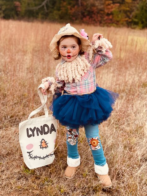 Homemade toddler girl scarecrow costume with tutu! Scarecrow Toddler Costume, Toddler Girl Scarecrow Costume, Girl Scarecrow Costume Diy, Baby Scarecrow Costume Girl, Girl Scarecrow Costume, Baby Scarecrow Costume, Toddler Scarecrow Costume, Toddler Costumes Girl, Scarecrow Costume