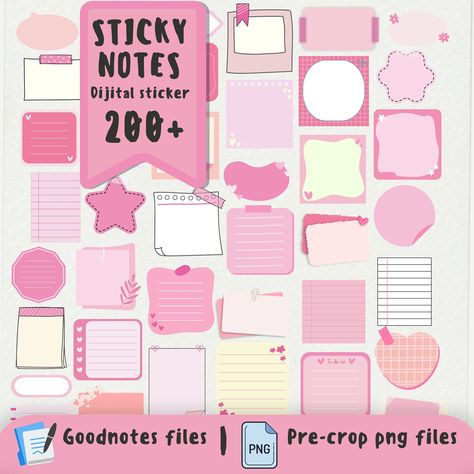 Good Notes Stickers Png, Post It Png, Sticky Notes Png, Notes Goodnotes, Digital Sticky Notes, Ipad Stickers, Digital Stickers Goodnotes, Sticker Note, Png Stickers