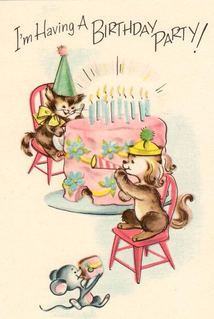 Vintage Birthday Invitations, Birthday Cake Candles, Vintage Birthday Parties, Candles Birthday, Grey And White Cat, Kitten Birthday, 귀여운 음식 그림, Happy Birthday Vintage, Cake Candles