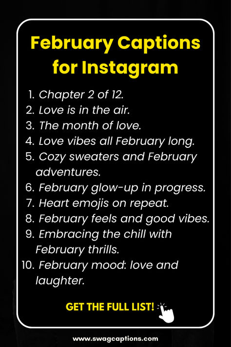 Dive into the February feels with these Insta-worthy captions! Whether you're a hopeless romantic or just chilling, these captions got your back. Spread the love, one post at a time. February Captions, February Quotes, Month Of Love, Just Chilling, Captions For Instagram, Perfect Word, Got Your Back, On Repeat, Hopeless Romantic