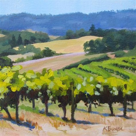 Vineyard Art, Country Paintings, The Vineyard, Plein Air Paintings, Daily Paintworks, Gouache Painting, Fine Art Gallery, Oil Painting Landscape, Art Auction